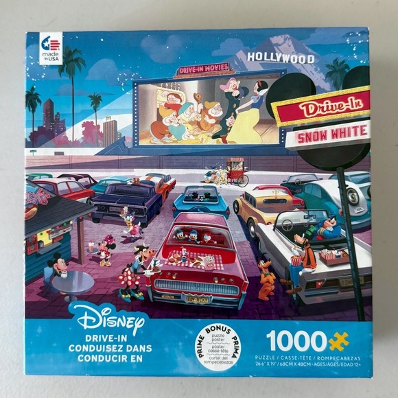 ceaco Other - Disney Drive-In Snow White Jigsaw Puzzle 1000 Piece Ceaco Mickey Minnie Sealed